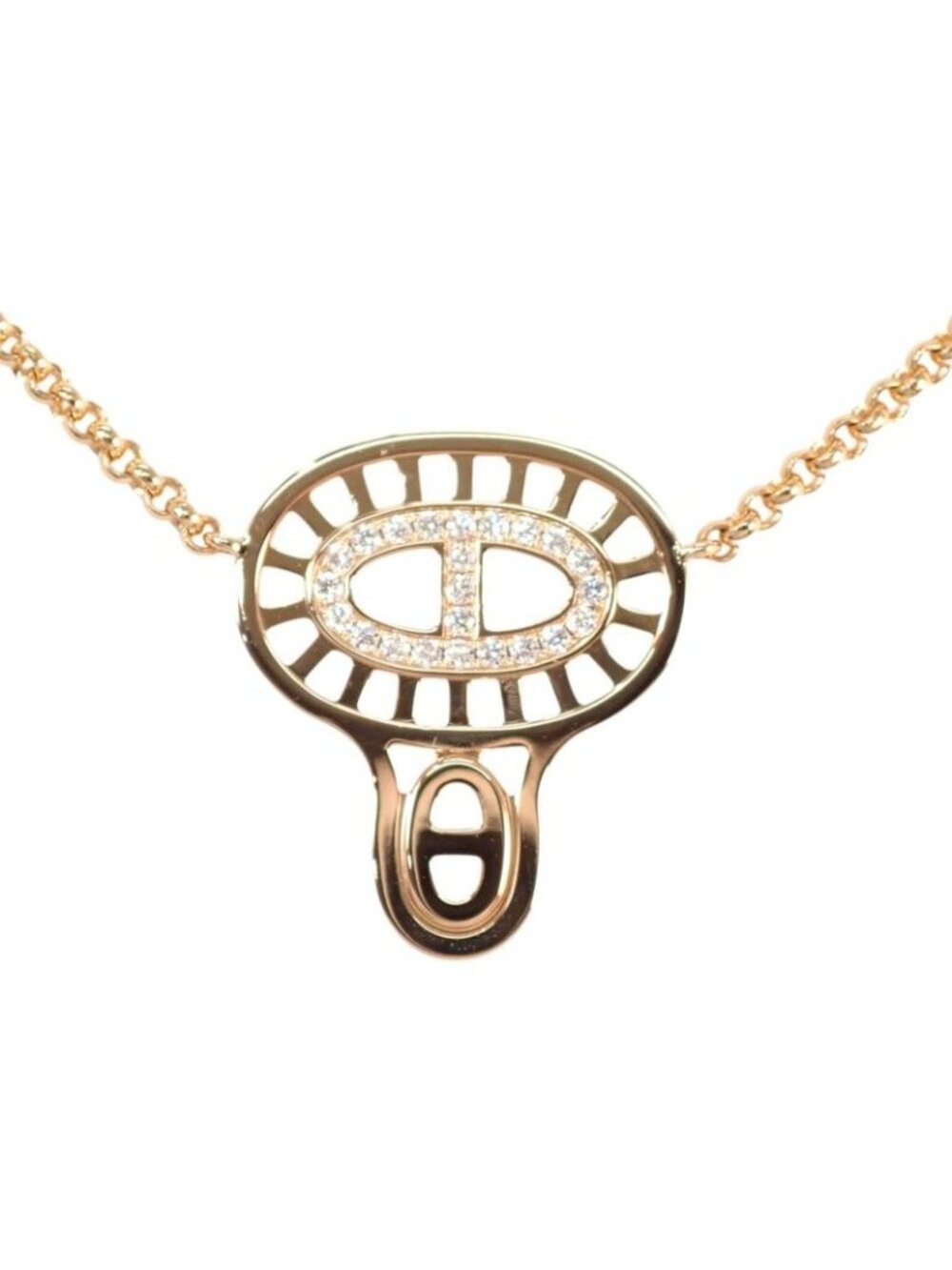 Hermes Chaine D'ancre Divine Small Model Necklace 18k Pink Gold Diamond